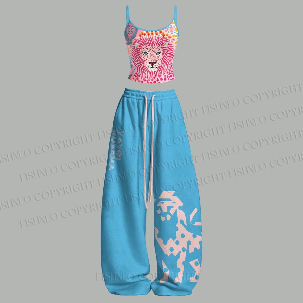 Yayoi Kusama Lion Printed Top & Elasticated Trousers Two-Piece Set