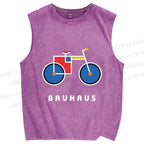 Unisex Bauhaus Bicycle Printed Washed Tank Top