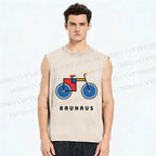 Unisex Bauhaus Bicycle Printed Washed Tank Top