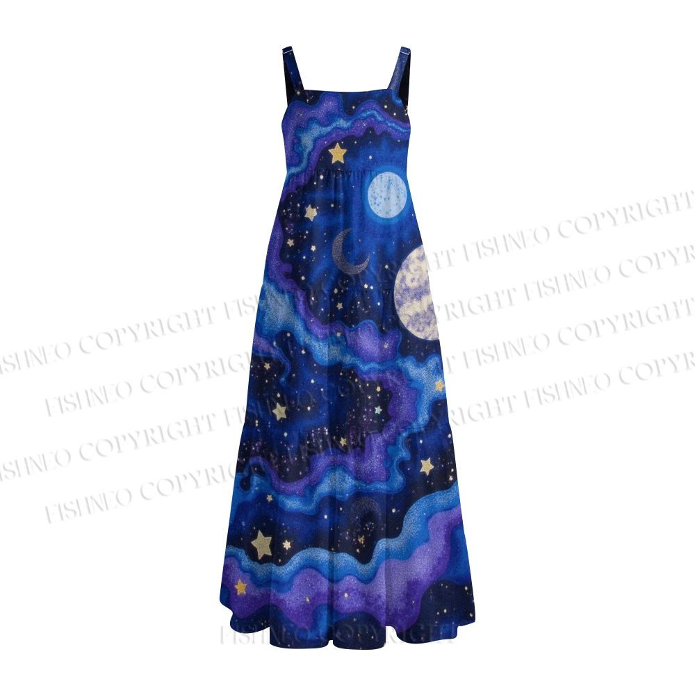 Moon Star Galaxy Night Sky Maxi Dresses