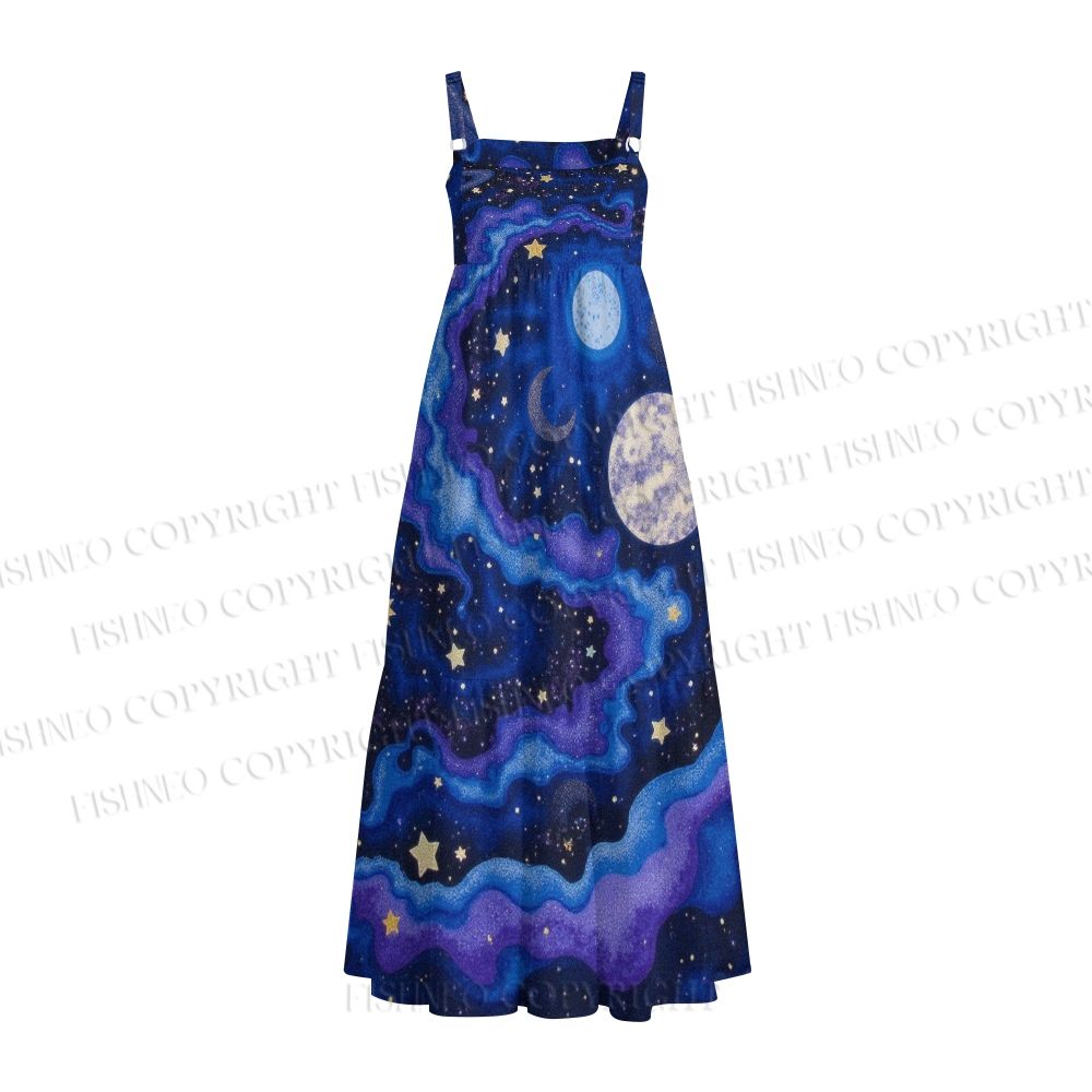 Moon Star Galaxy Night Sky Maxi Dresses