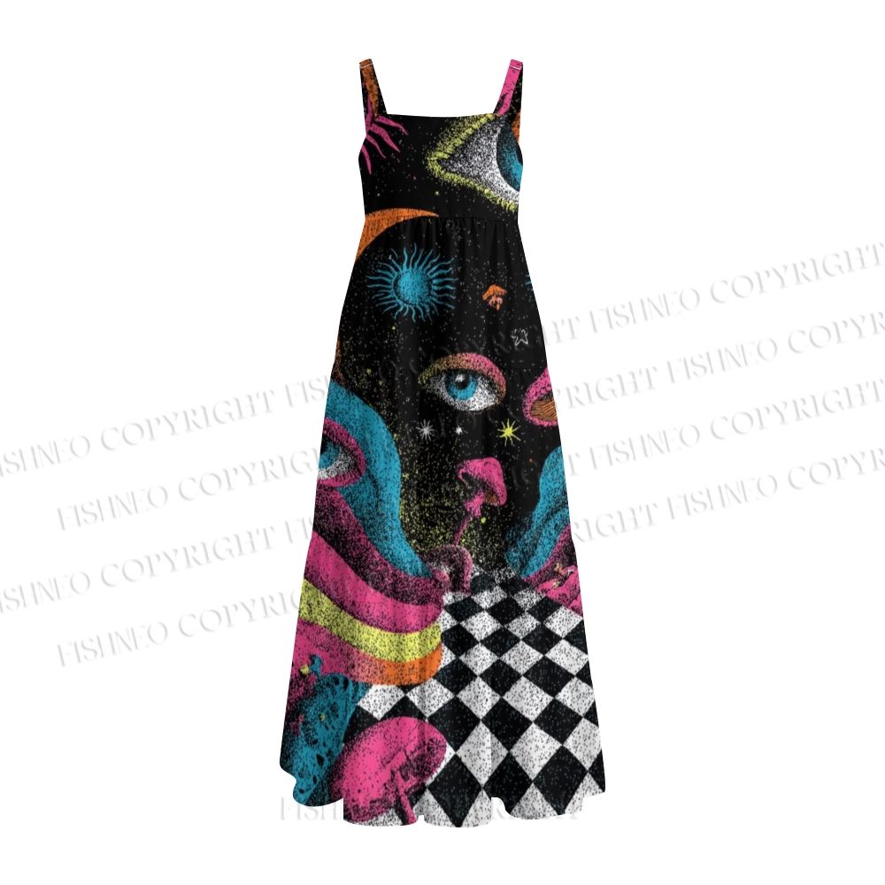 Psychedelic Eye Checkerboard Maxi Dresses