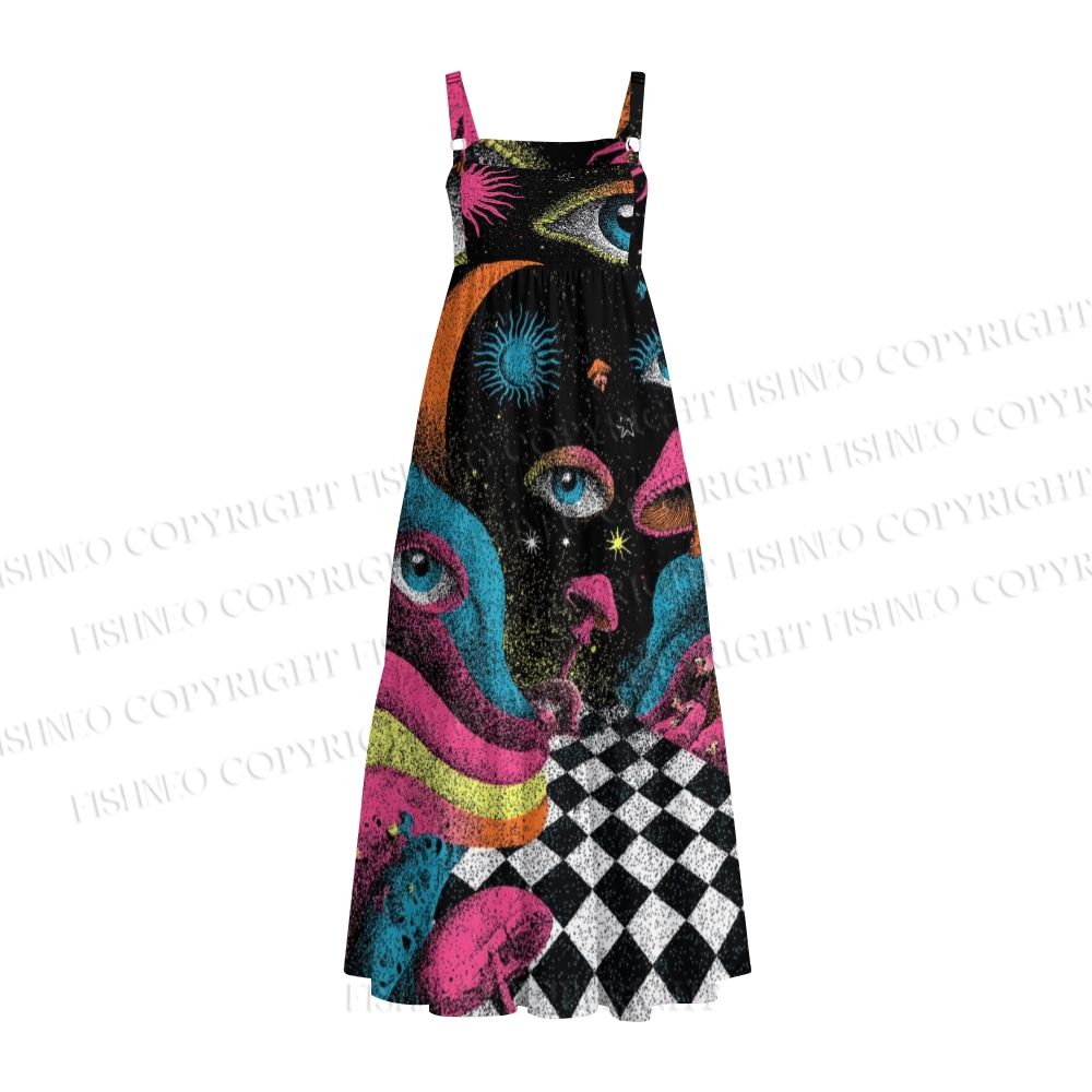 Psychedelic Eye Checkerboard Maxi Dresses
