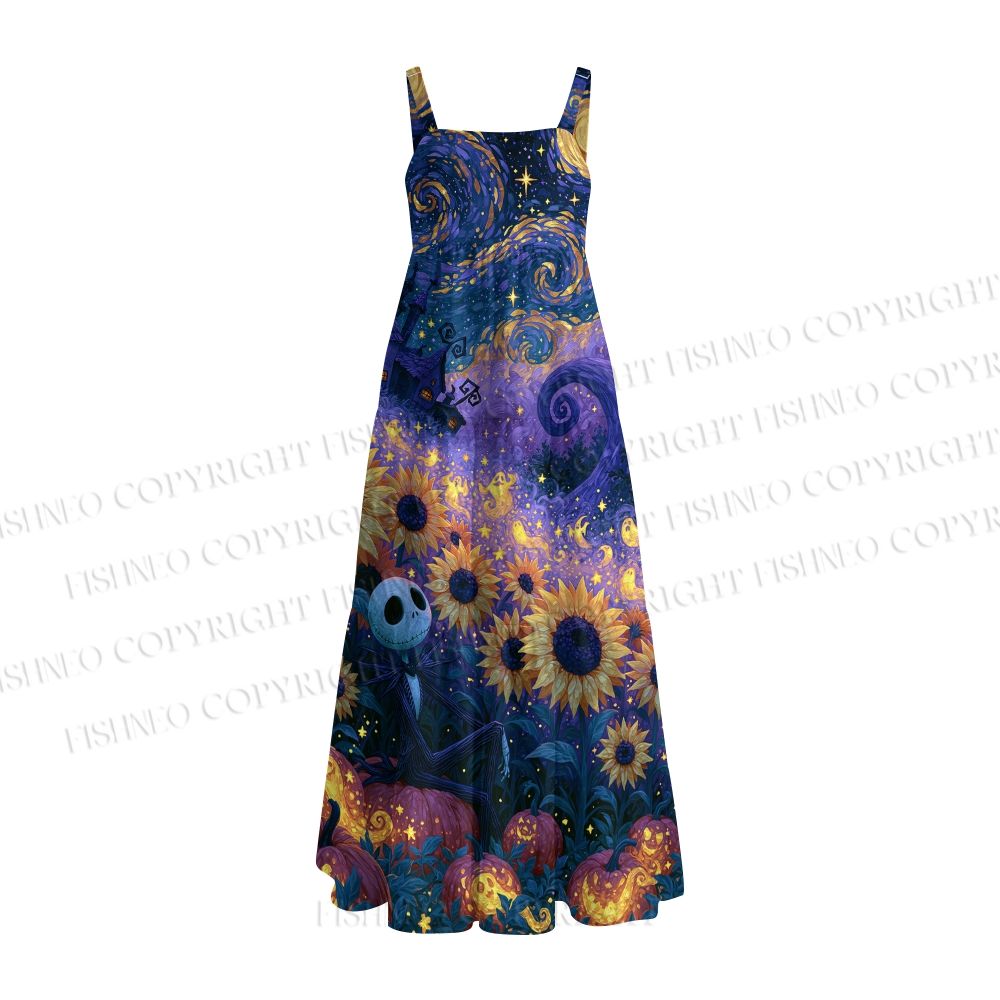 Halloween Jack Skellington Starry Sky Maxi Dresses
