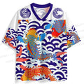 Koi Fish in Wave Japanese Jersey Shirts
