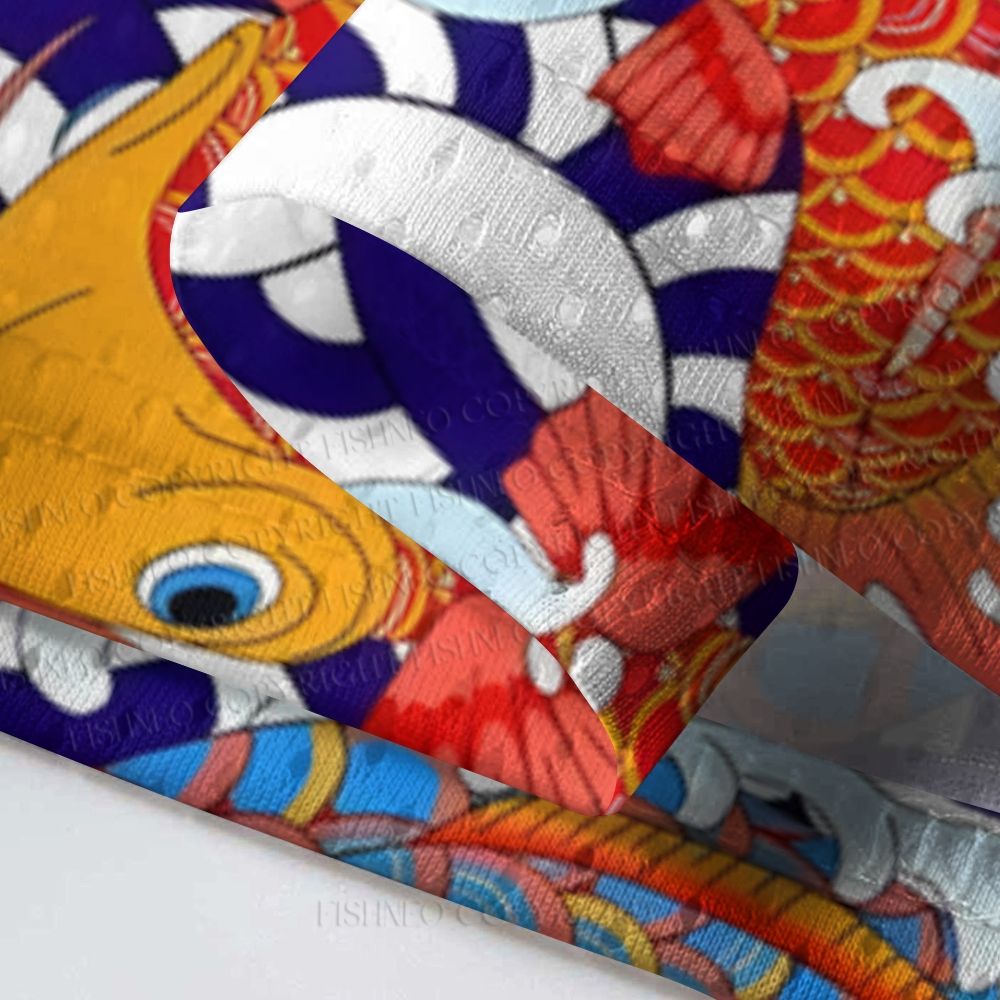 Koi Fish in Wave Japanese Jersey Shirts