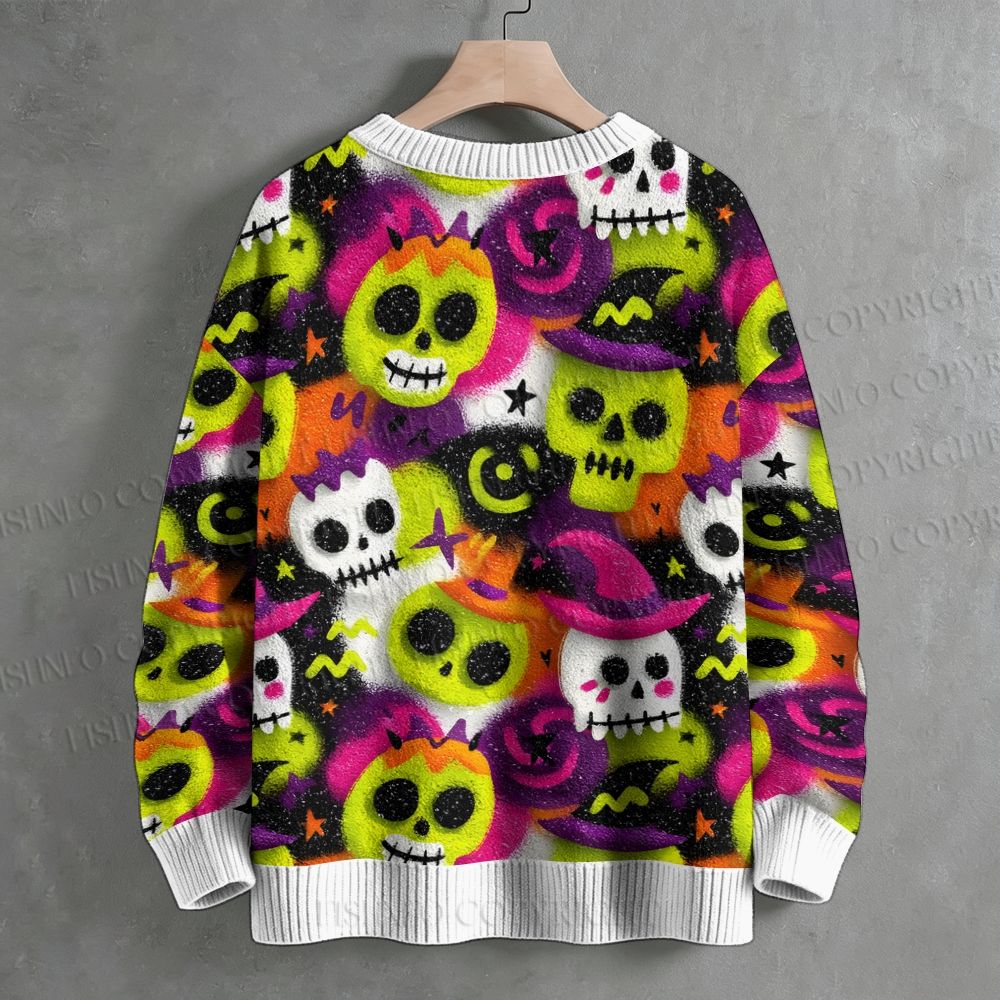 Halloween Ghost Printed Crew Neck Sweater