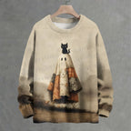 Halloween Black Cat Crew Neck Sweater