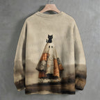 Halloween Black Cat Crew Neck Sweater