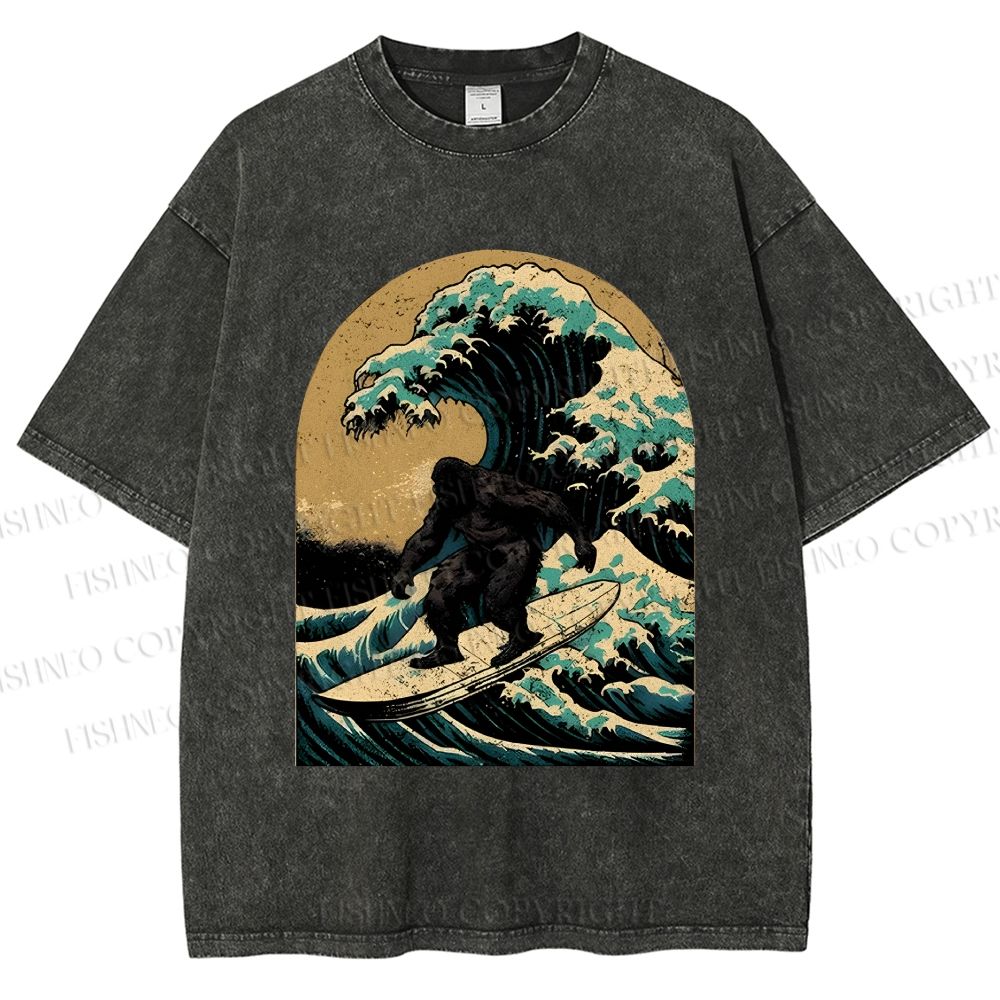 Bigfoot Surfing Washed T-Shirt