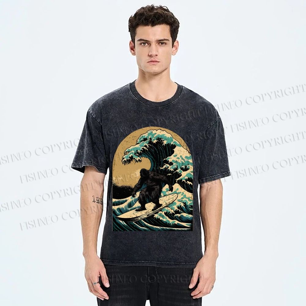 Bigfoot Surfing Washed T-Shirt