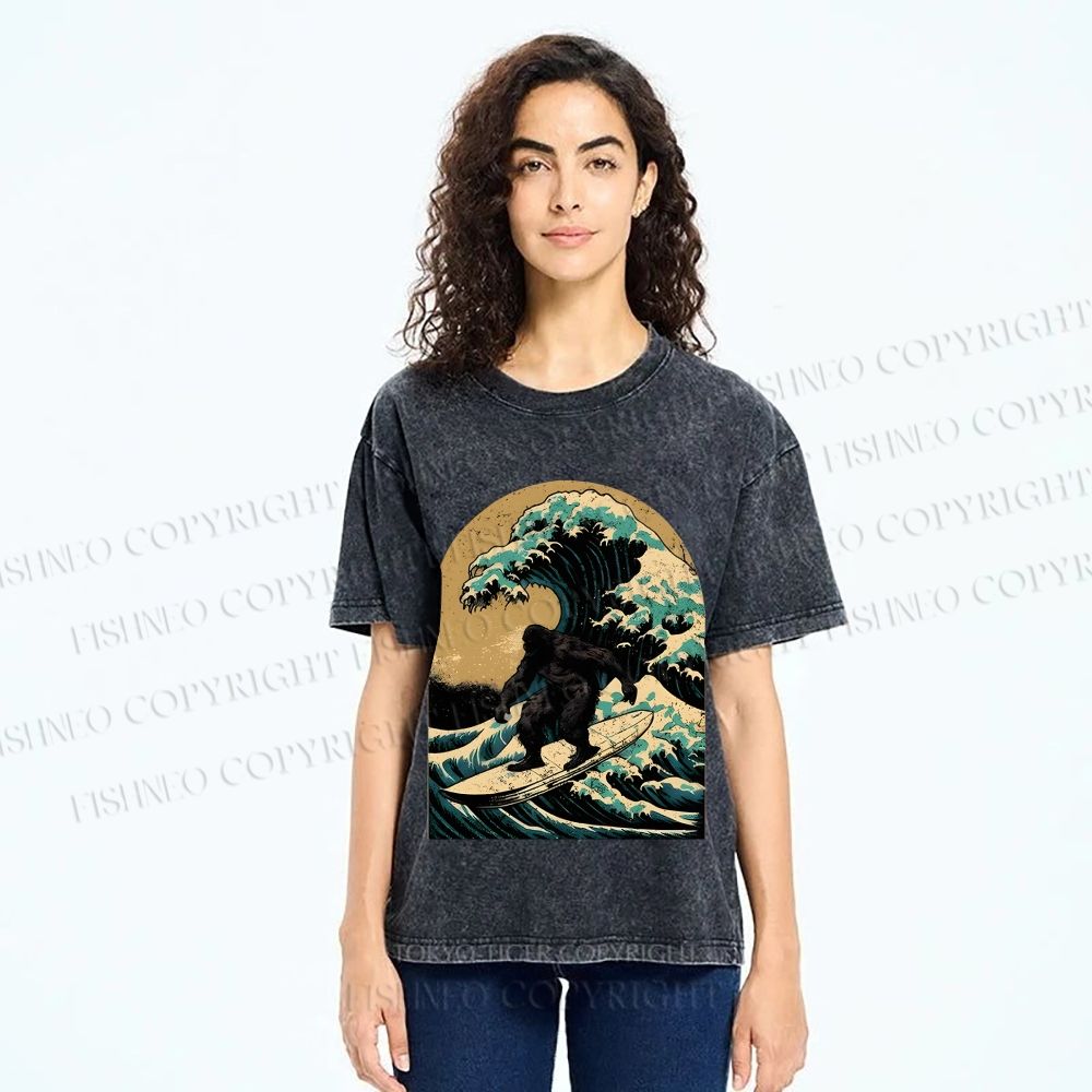 Bigfoot Surfing Washed T-Shirt