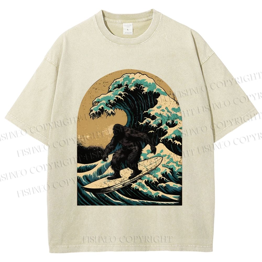 Bigfoot Surfing Washed T-Shirt