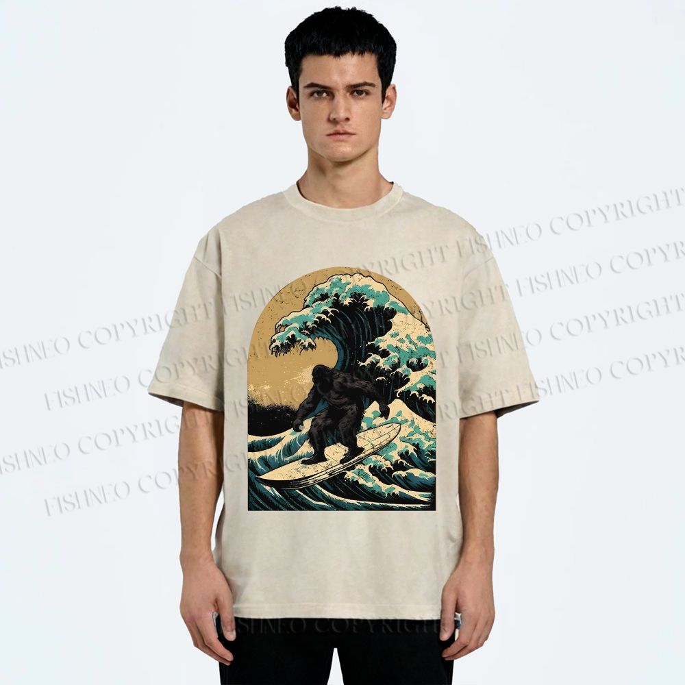 Bigfoot Surfing Washed T-Shirt