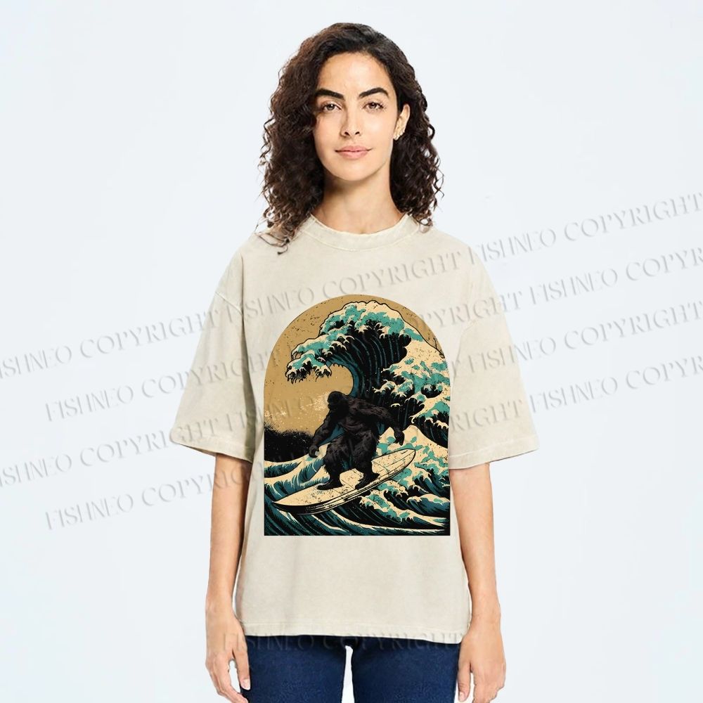 Bigfoot Surfing Washed T-Shirt