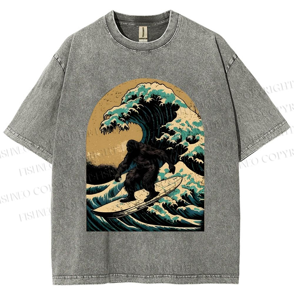 Bigfoot Surfing Washed T-Shirt