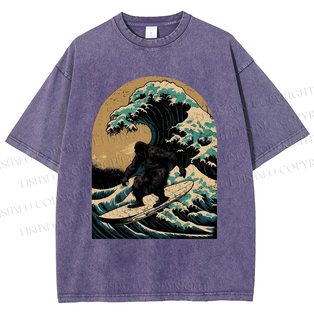 Bigfoot Surfing Washed T-Shirt