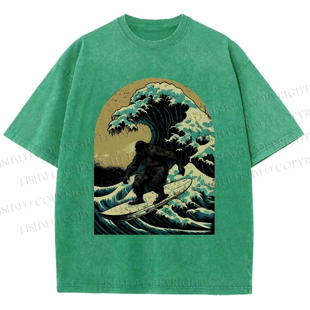 Bigfoot Surfing Washed T-Shirt