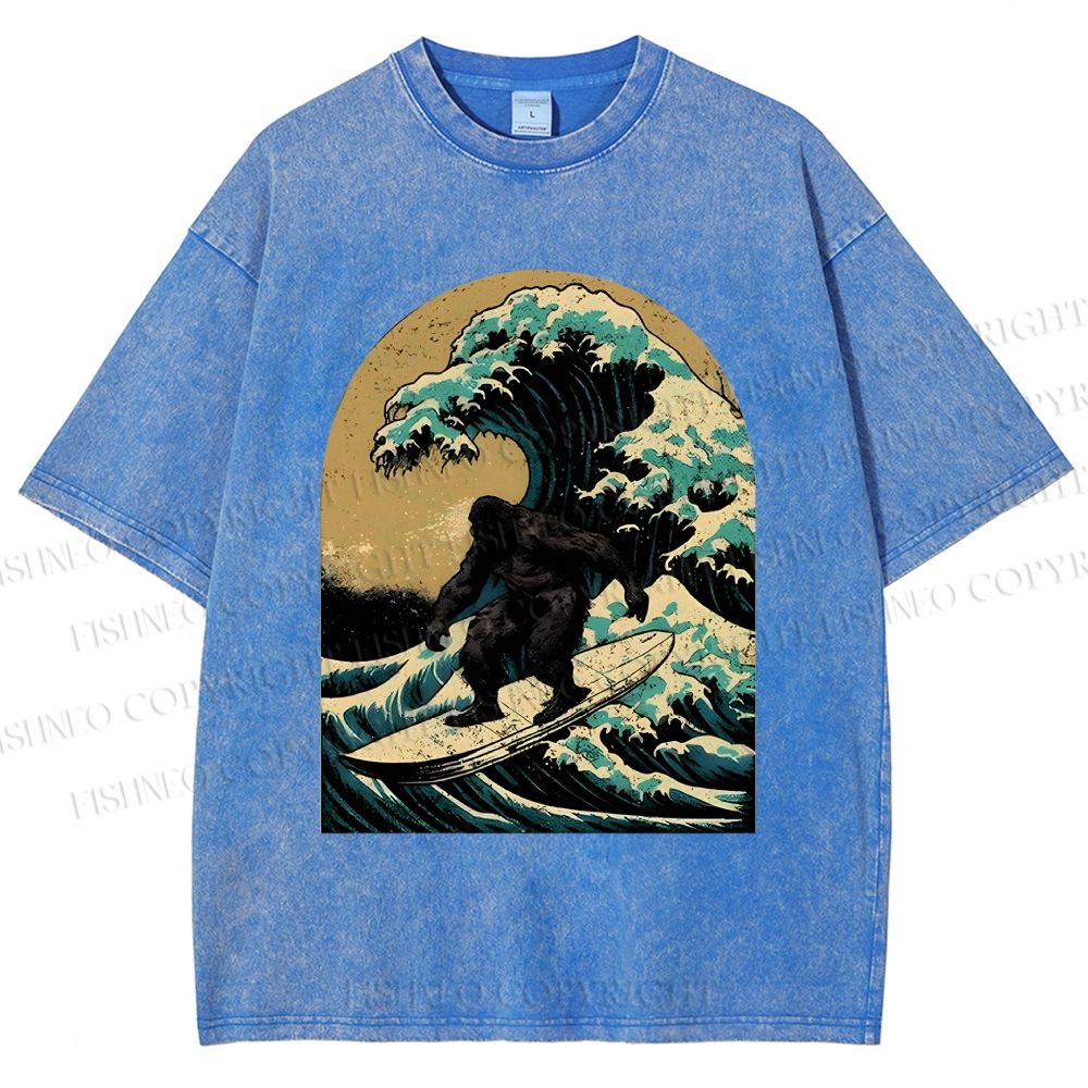 Bigfoot Surfing Washed T-Shirt