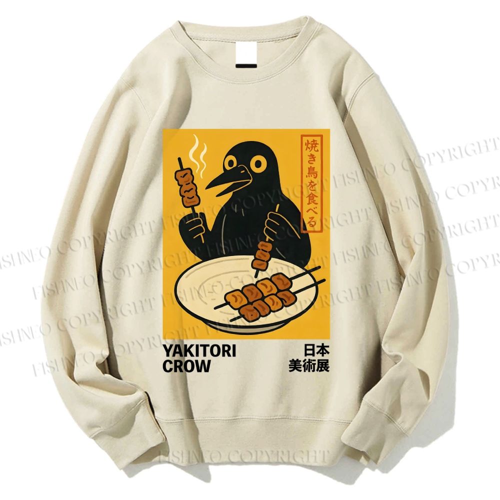 Unisex Japanese Grilled Bird Printed Sweatshirt