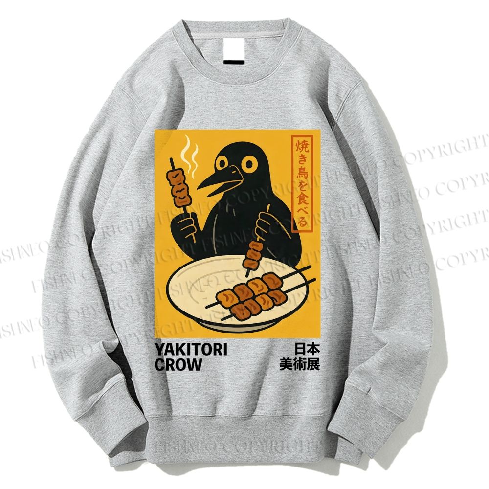 Unisex Japanese Grilled Bird Printed Sweatshirt