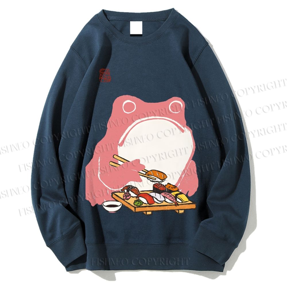 Unisex Sushi Frog Printed Sweatshirt