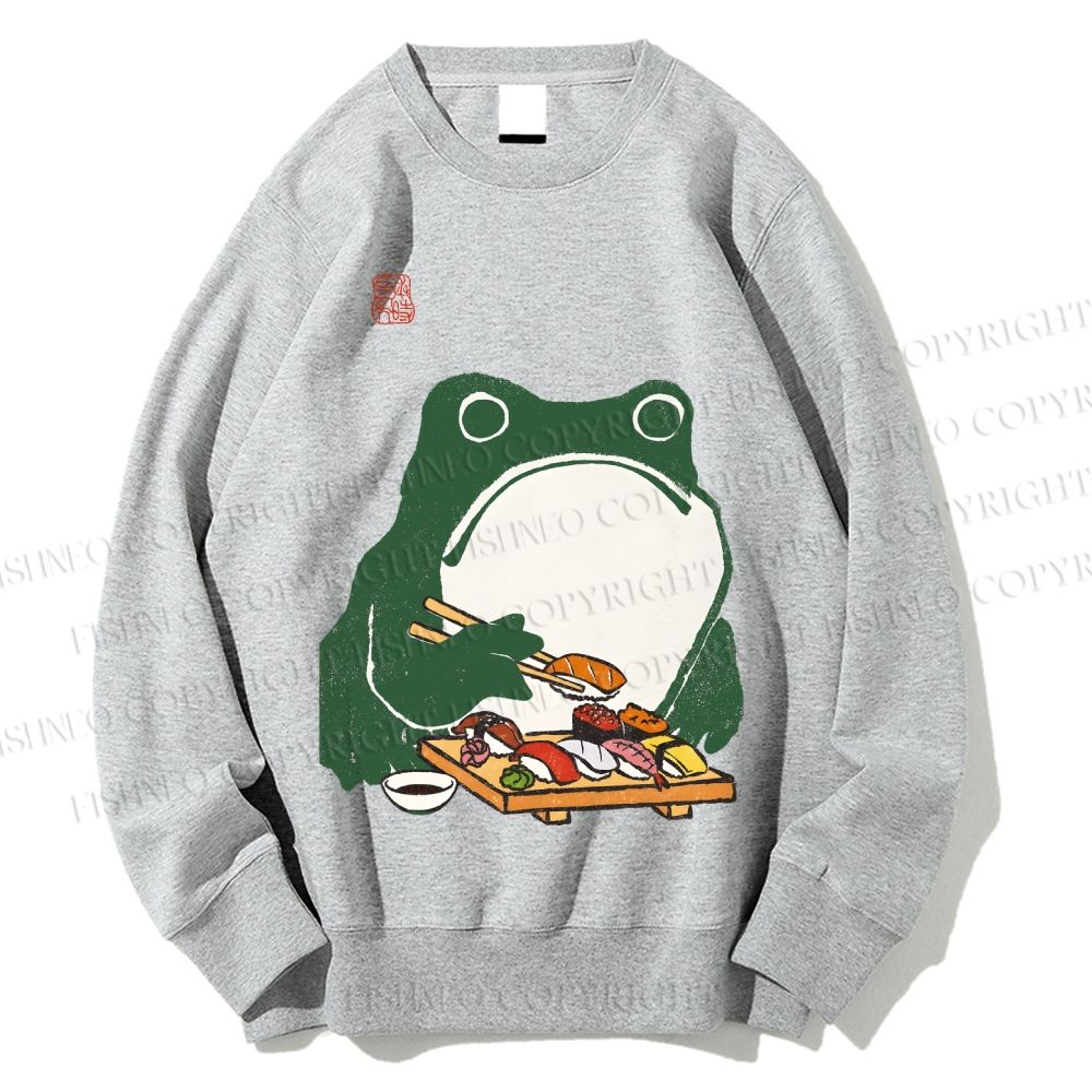 Unisex Sushi Frog Printed Sweatshirt