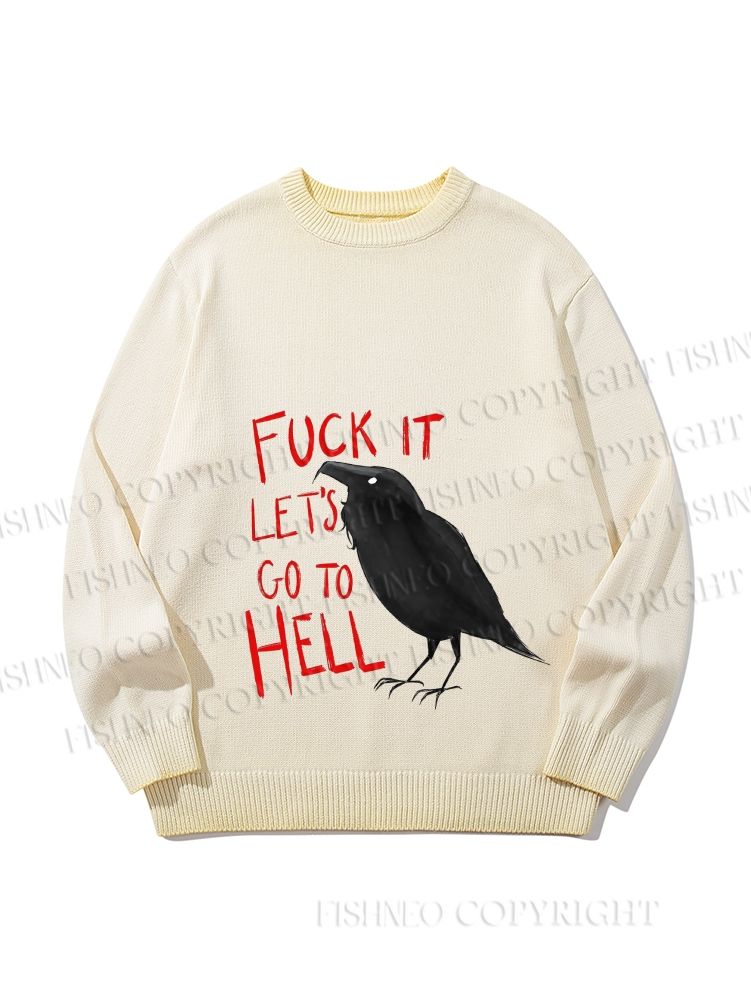 Unisex Fuck It Let's Go To Hell Crow Gradient Casual sweater