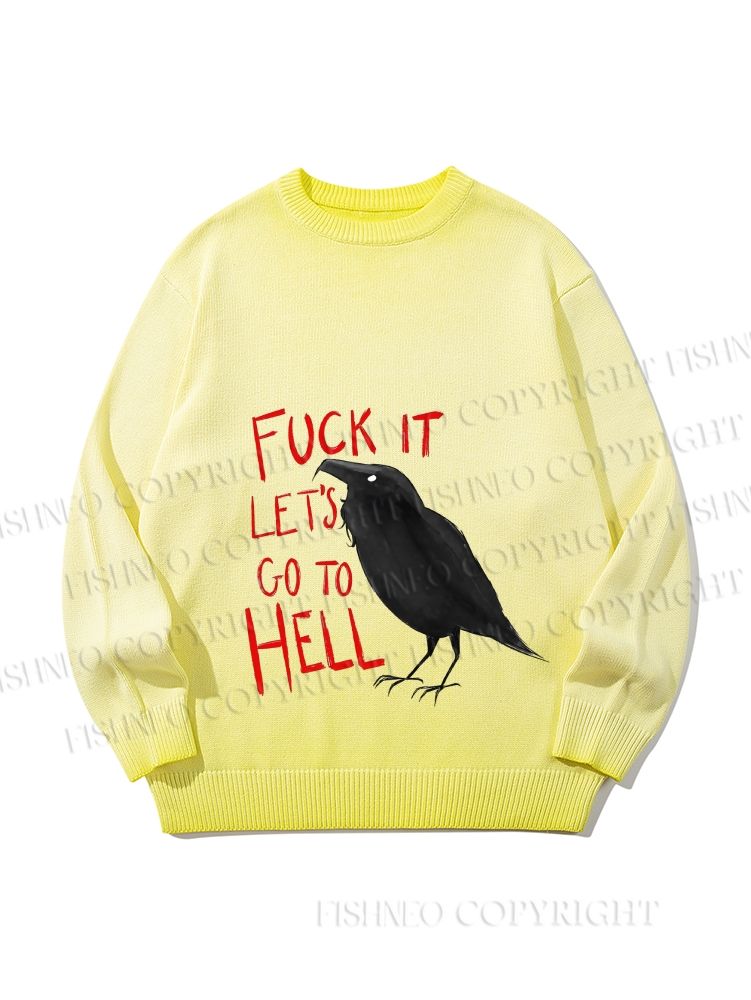 Unisex Fuck It Let's Go To Hell Crow Gradient Casual sweater