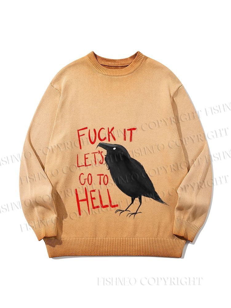 Unisex Fuck It Let's Go To Hell Crow Gradient Casual sweater