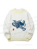 Unisex Octopus Japanese Style Gradient Casual sweater