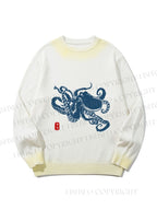 Unisex Octopus Japanese Style Gradient Casual sweater