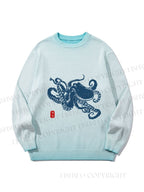 Unisex Octopus Japanese Style Gradient Casual sweater