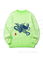 Unisex Octopus Japanese Style Gradient Casual sweater