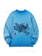 Unisex Octopus Japanese Style Gradient Casual sweater