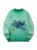 Unisex Octopus Japanese Style Gradient Casual sweater