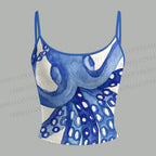 Blue Octopus Watercolor Smudge Top & Elasticated Trousers Two-Piece Set
