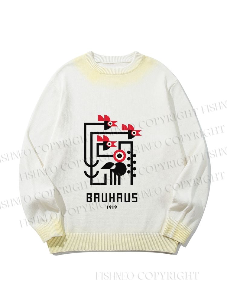 Unisex Bauhaus Geometric Bird Gradient Casual sweater