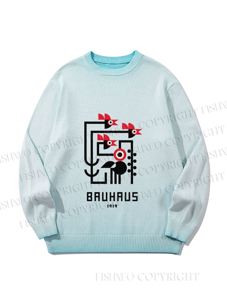 Unisex Bauhaus Geometric Bird Gradient Casual sweater