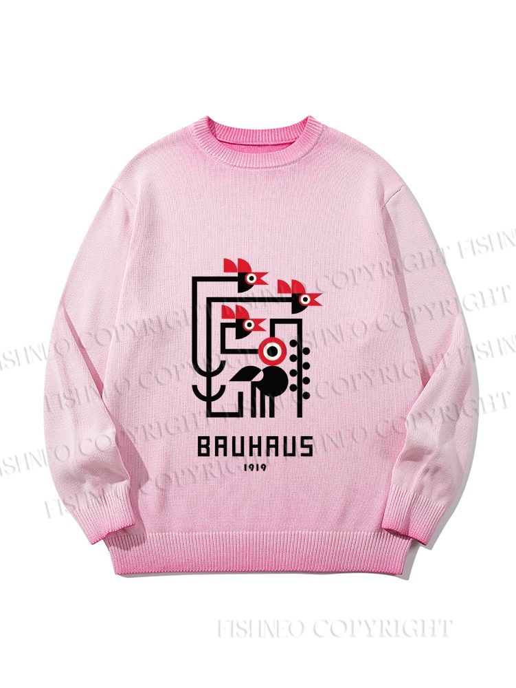 Unisex Bauhaus Geometric Bird Gradient Casual sweater