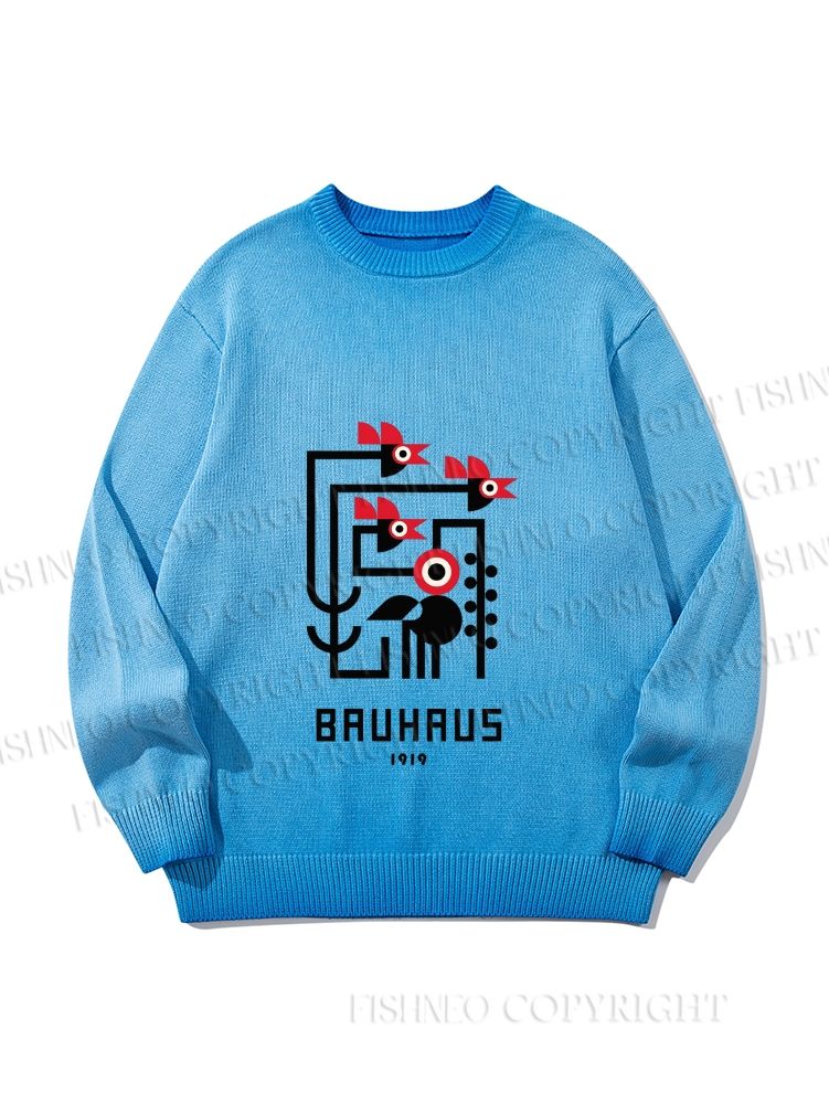 Unisex Bauhaus Geometric Bird Gradient Casual sweater