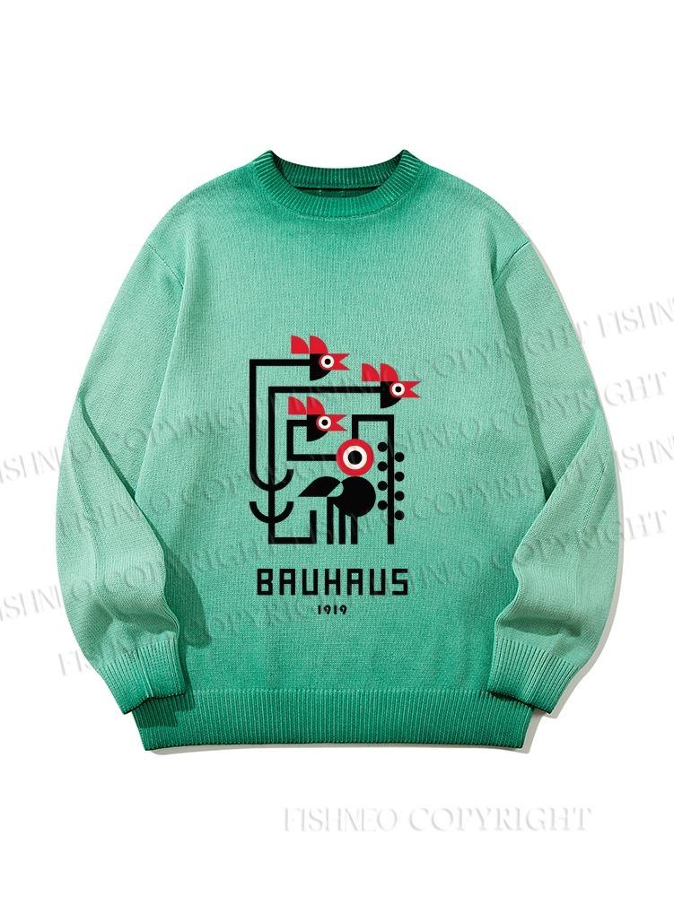 Unisex Bauhaus Geometric Bird Gradient Casual sweater