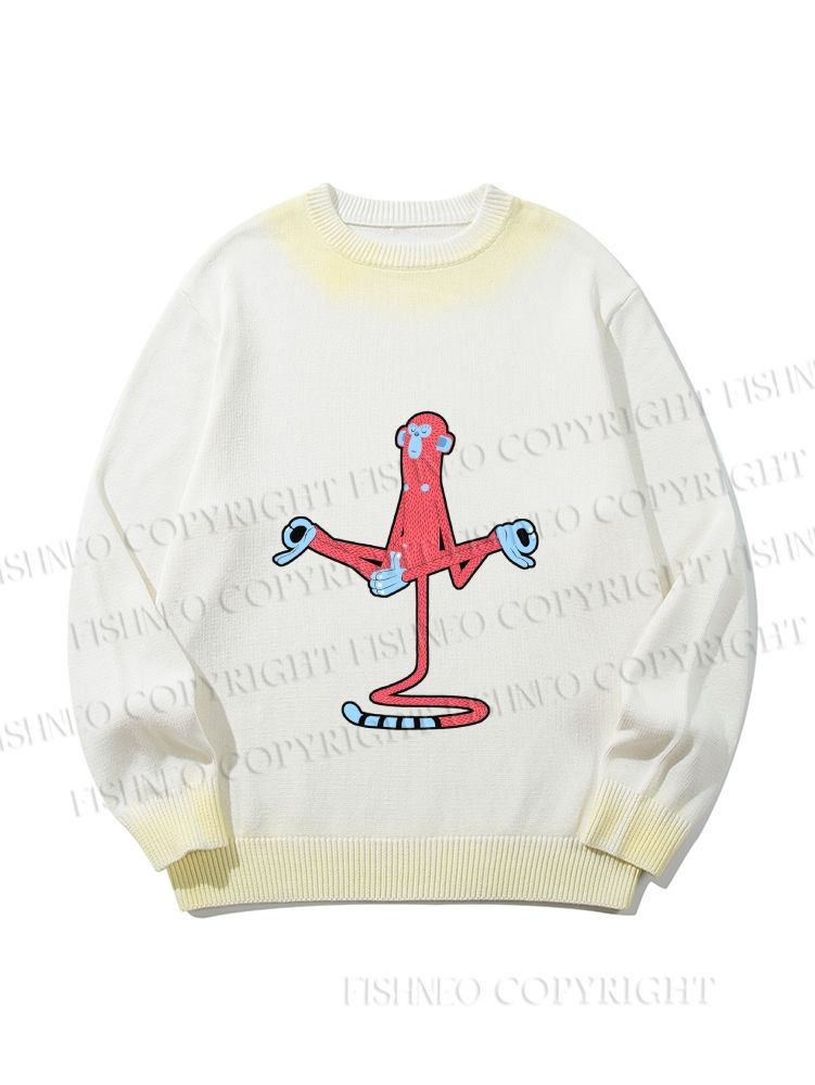 Unisex Red Monkey Tailstand Gradient Casual sweater