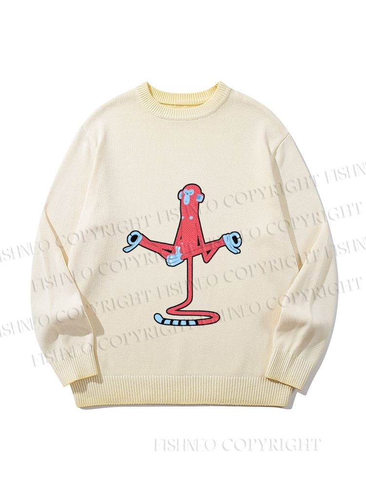 Unisex Red Monkey Tailstand Gradient Casual sweater