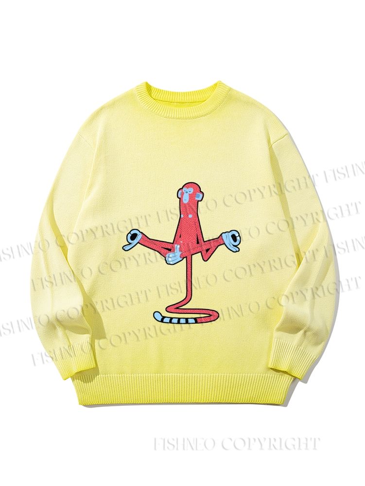 Unisex Red Monkey Tailstand Gradient Casual sweater