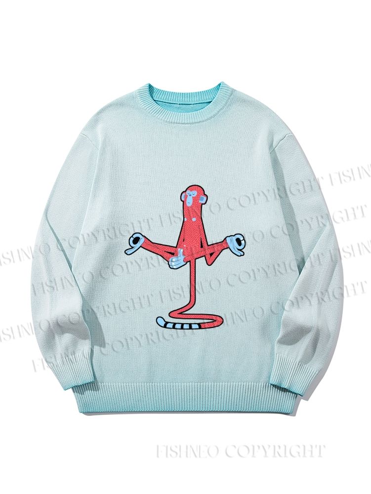 Unisex Red Monkey Tailstand Gradient Casual sweater