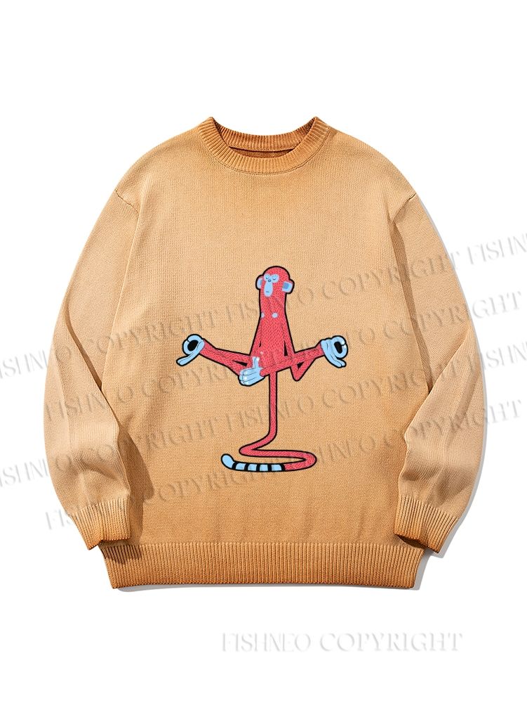 Unisex Red Monkey Tailstand Gradient Casual sweater