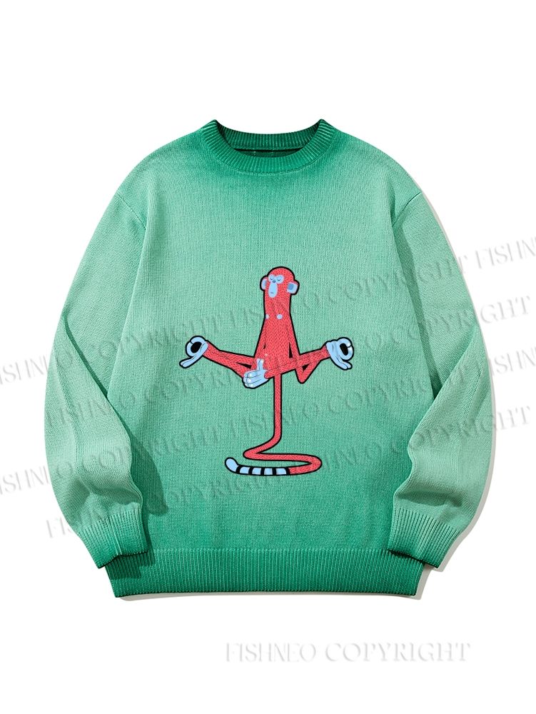 Unisex Red Monkey Tailstand Gradient Casual sweater