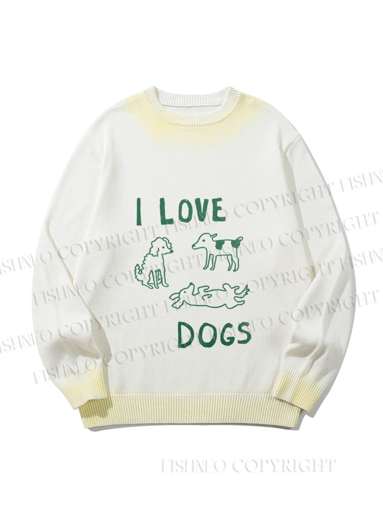 Unisex I Love Dogs Gradient Casual sweater