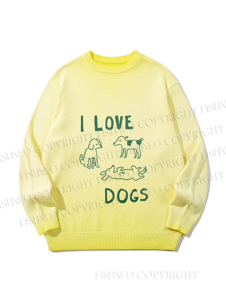 Unisex I Love Dogs Gradient Casual sweater
